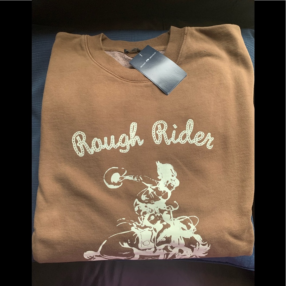 Rare Rough Rider brown Erica crewneck NWT - Picture 2 of 2